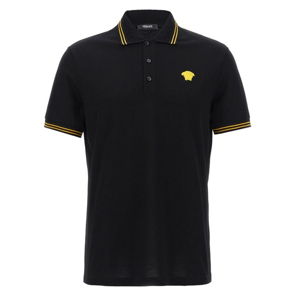 Versace Black Cotton Polo Men's Shirt